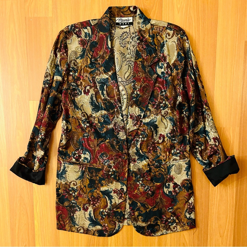 Vintage Early 90s Sexy Sofa Print Floral Brocade Blazer